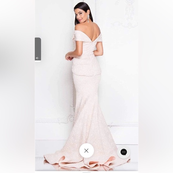 Terani Couture Gown Off-Shoulder Brocade Mother of the Bride Groom Size 4 - Picture 3 of 10